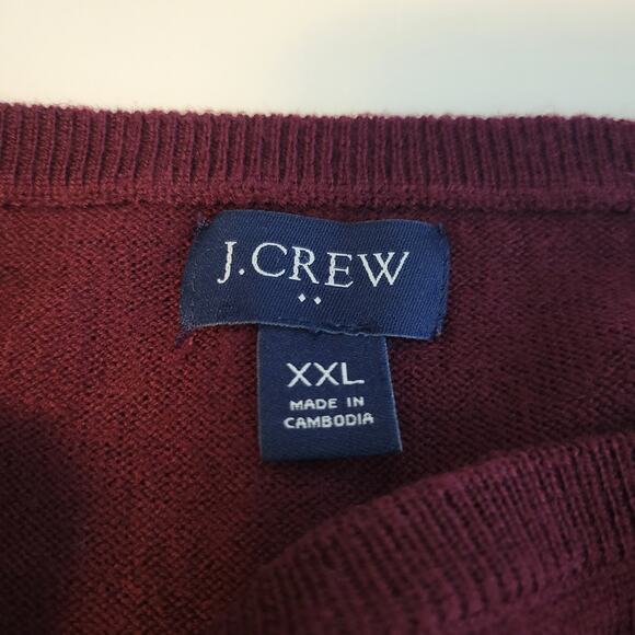 J. CREW Wool Acrylic Knit Burgundy Red Long Sleeve Preppy Sweater Men's XXL 2xl - Picture 11 of 12